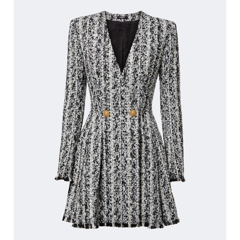 Balmain Tweed šaty v barvě Eab Noir/Blanc