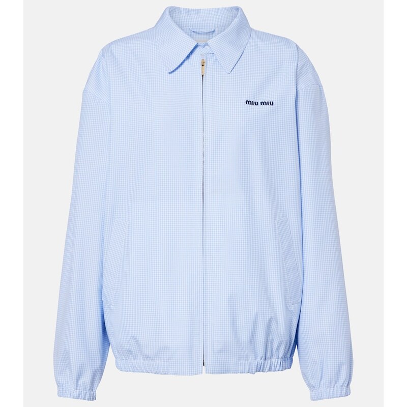 Miu Miu Logo gingham cotton blouson jacket