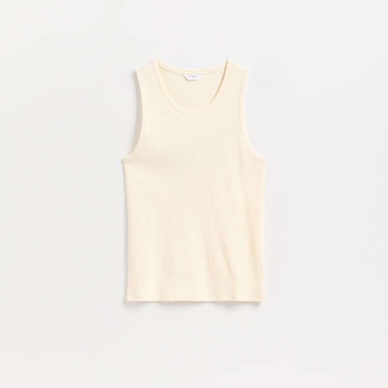 Reserved - Tank top slim fit - krémová