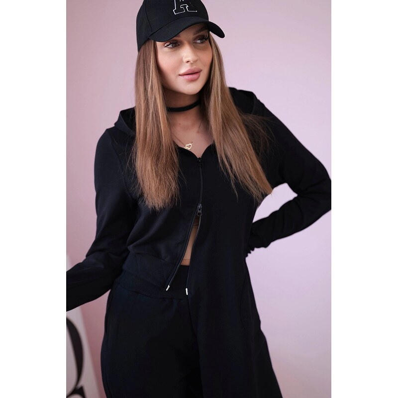 Kesi Set mikiny s delší stranou černé barvy