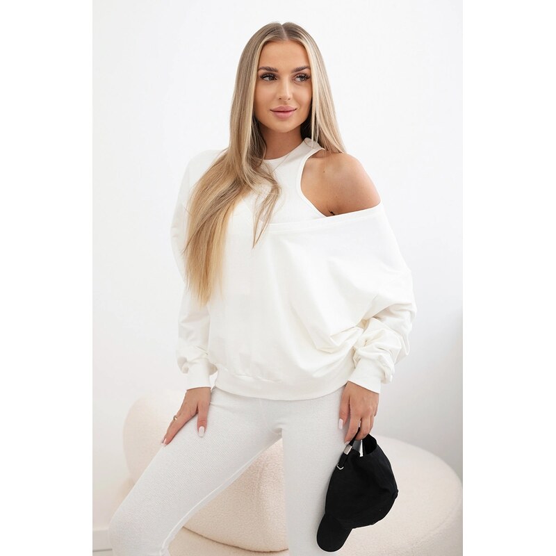 Kesi 3dílný set mMikina + top + legíny ecru