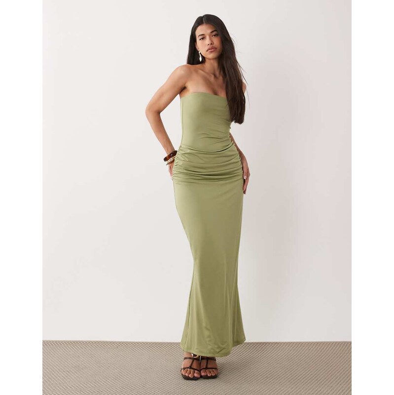 Aria Cove double layered slinky bandeau drape detail maxi dress