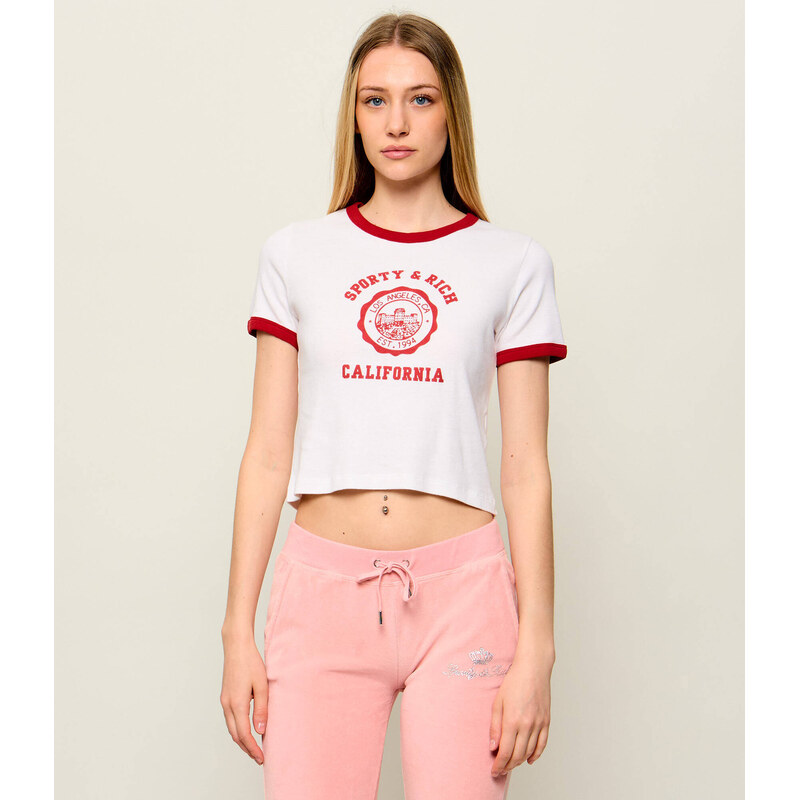 Sporty&Rich Tričko California Emblem Soft Ringer | Cropped Fit