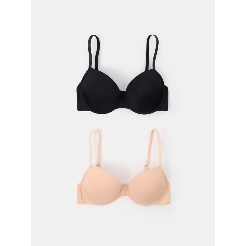 Sinsay - Hladké Vyztužené Podprsenky 2‑Pack - béžová
