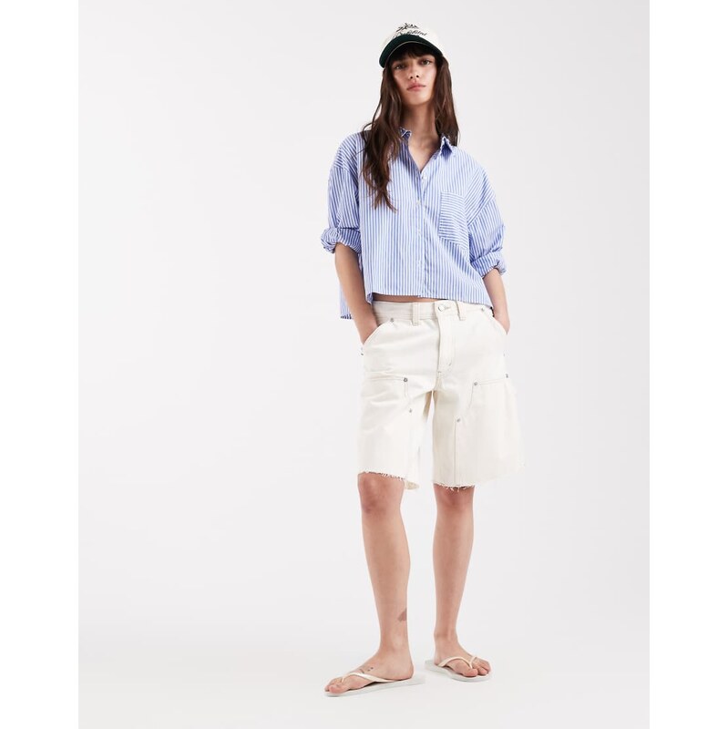 Levis baggy dad utility shorts in white