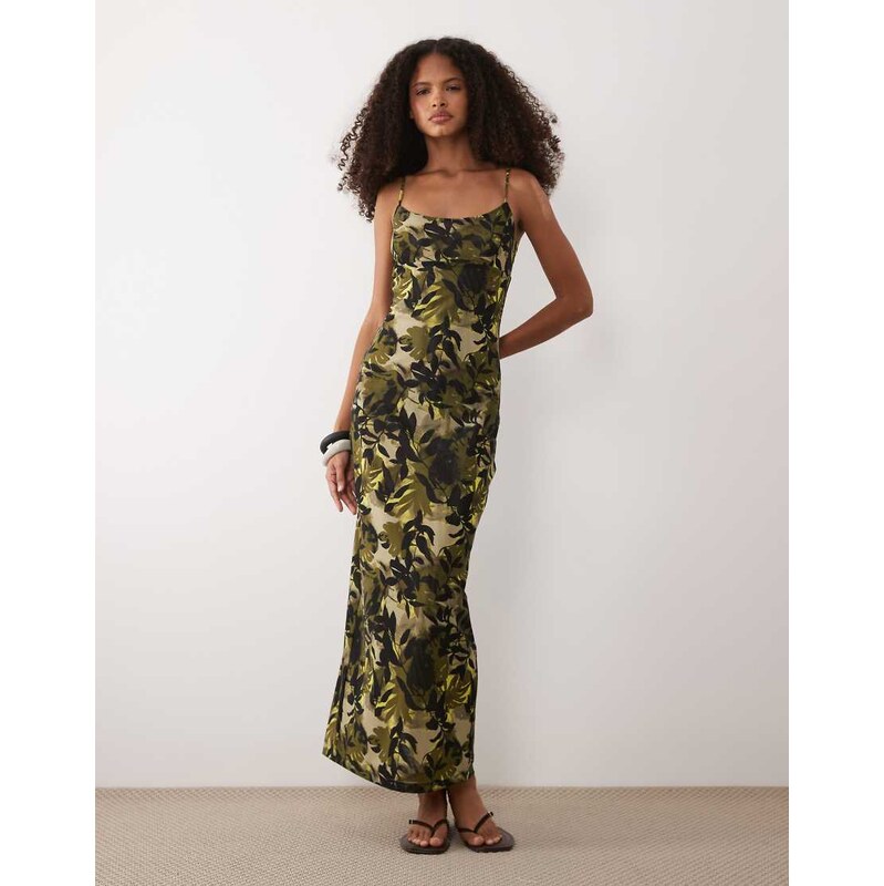Armani Exchange printed maxi dress in green
