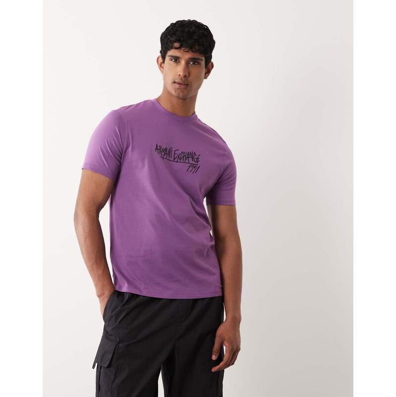 Armani Exchange central logo t-shirt in purple