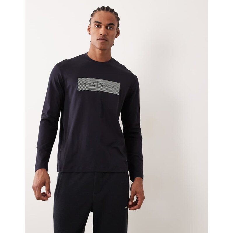 Armani Exchange logo long sleeve t-shirt in navy