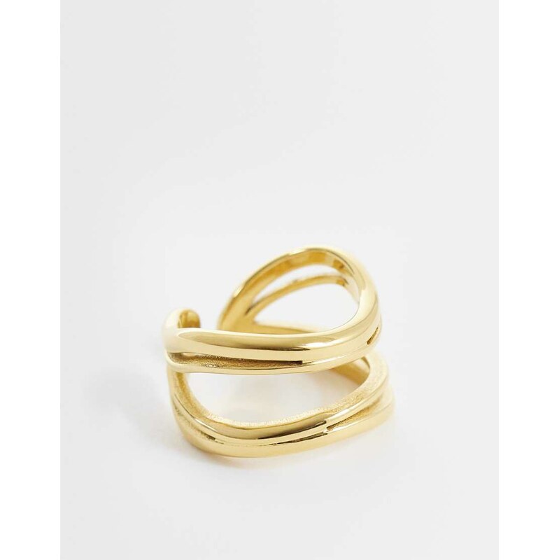 ASOS DESIGN waterproof stainless steel ring with double wave