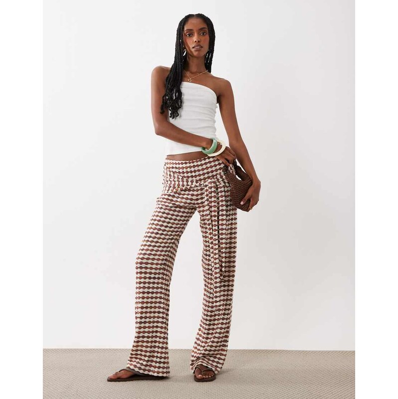 ASOS DESIGN crochet jersey wide leg trouser with tie waist