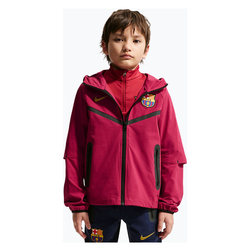 Dětská fotbalová bunda Nike FC Barcelona Tech Full Zip noble red