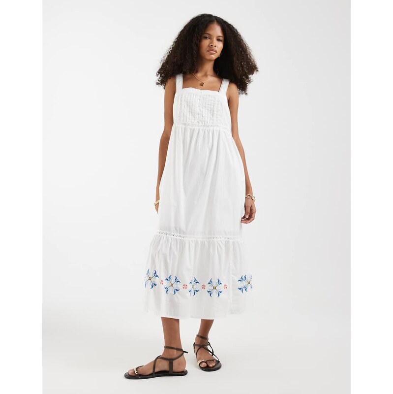Levis broderie anglaise printed maxi dress in white
