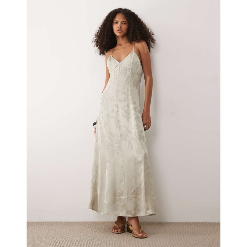 Armani Exchange maxi floral jacquard cross back dress in soft