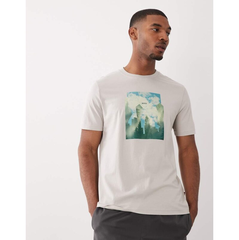 BOSS Orange cover chest print t-shirt in black