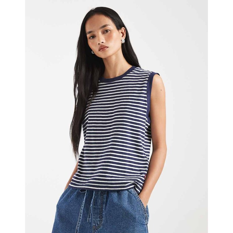 Levis boxy striped tank top navy