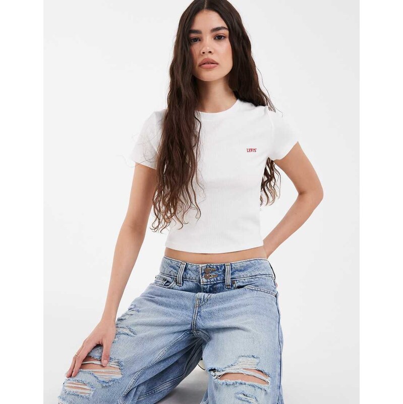 Levis essential sporty embroidered logo tee in white