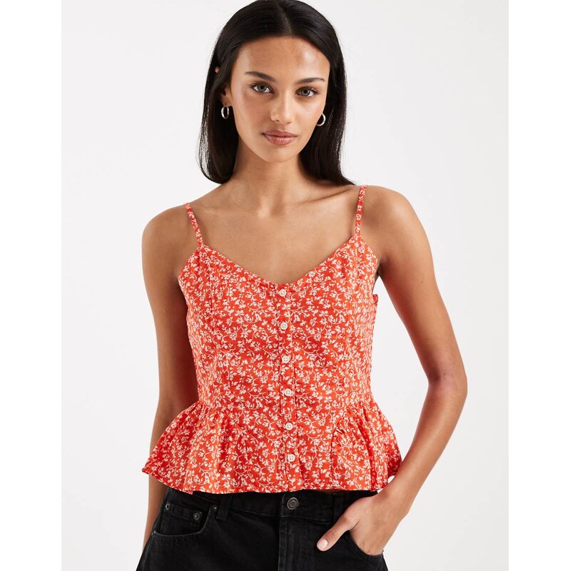 Levis floral button through cami in red