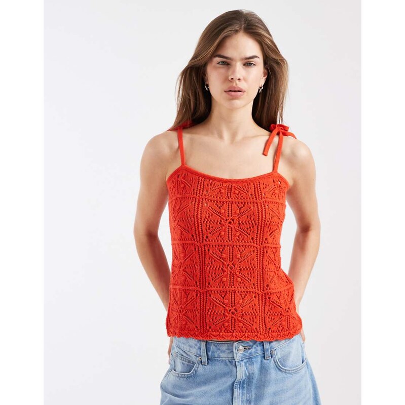 Levis crochet tie strap tank top in red