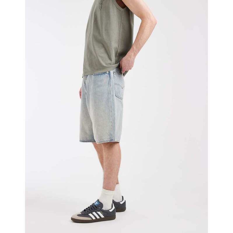 Levis 478 baggy denim shorts in light vintage wash-Blue