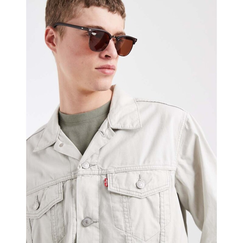 Levis relaxed fit denim trucker jacket in ecru-White