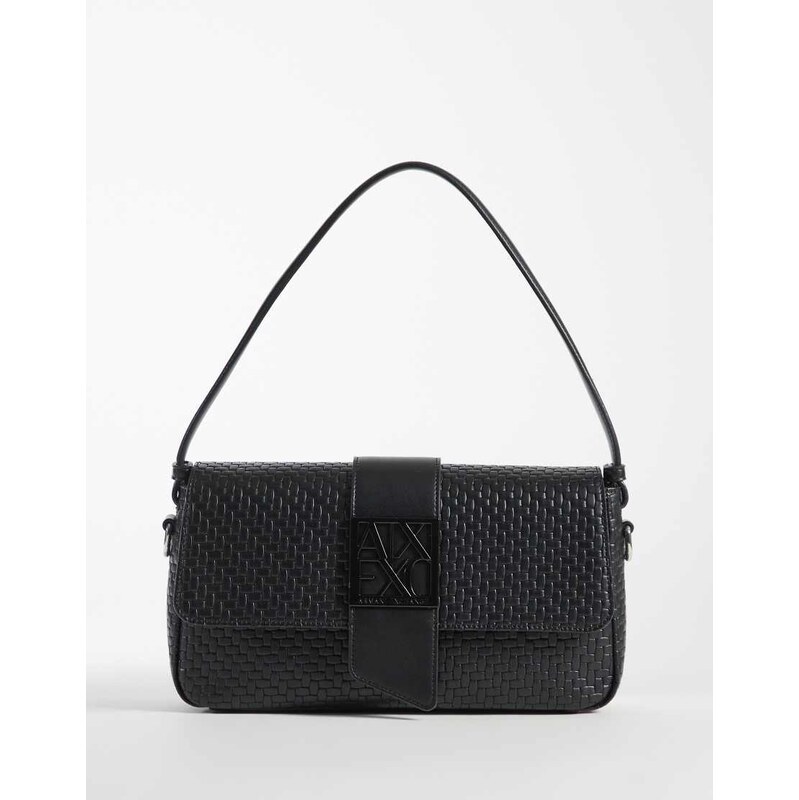 Armani Exchange Susy soft woven shoulder bag in black