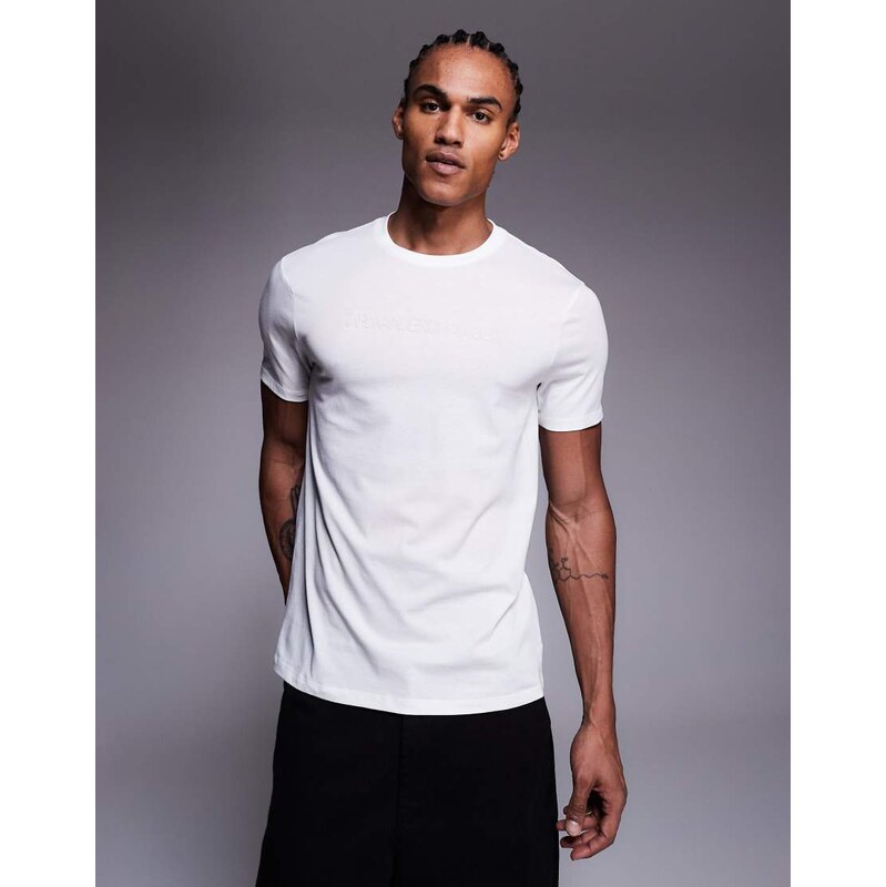 Armani Exchange central logo t-shirt in off white
