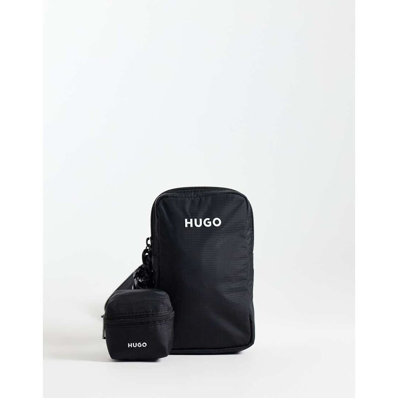 HUGO RED cross body phone holder bag in black