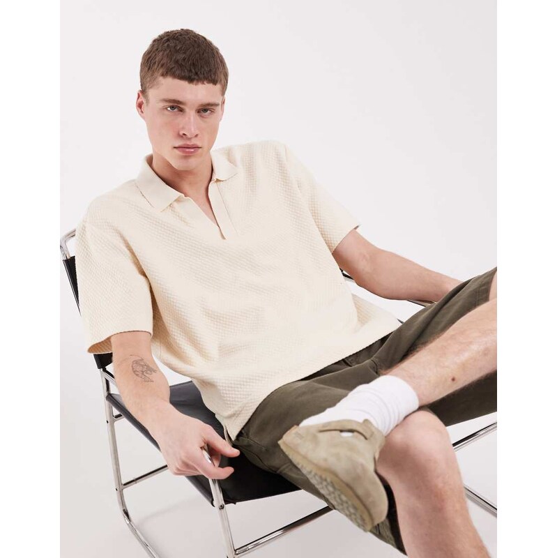 Wrangler short sleeve sweater in ecru-Neutral