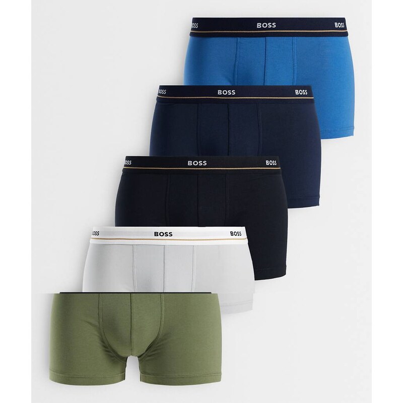 Boss Bodywear 5 pack essential logo waistband trunks in multi