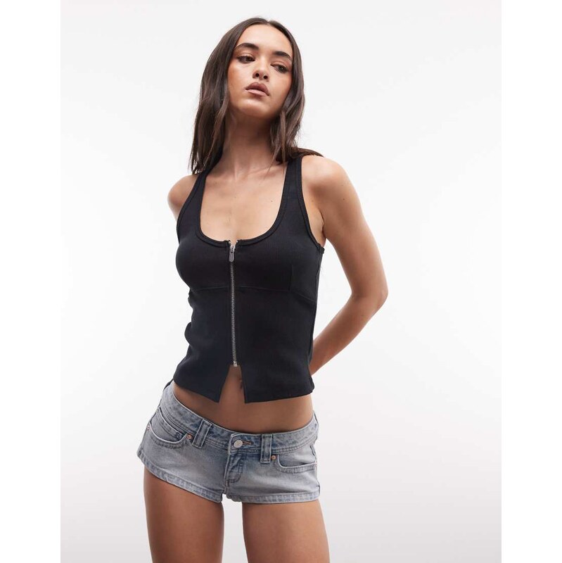 Abrand Jeans ultra low rise denim shorts in light wash blue