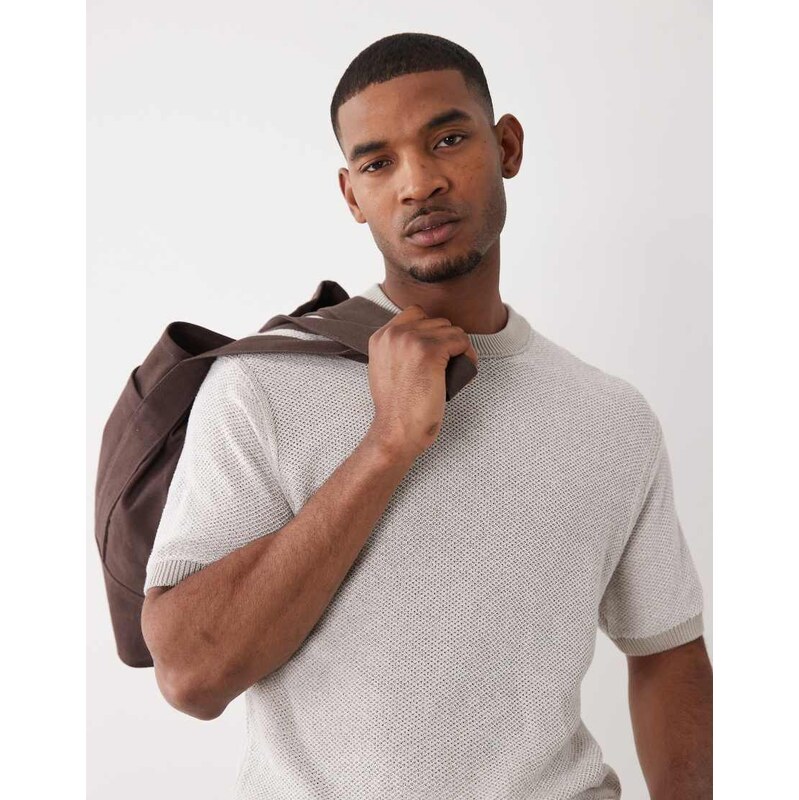 BOSS Orange Hugo Boss regular fit knit short sleeve in grey
