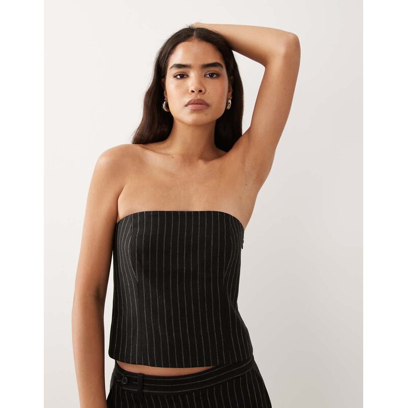 Lauren by Ralph Lauren tailored bandeau top co-ord in black
