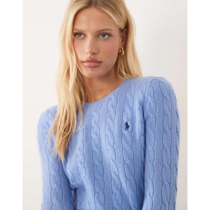 Polo Ralph Lauren icon logo cotton cable knit jumper in blue