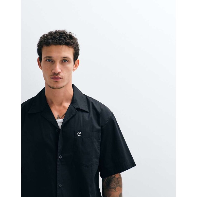 Carhartt WIP kendry revere collar shirt in black