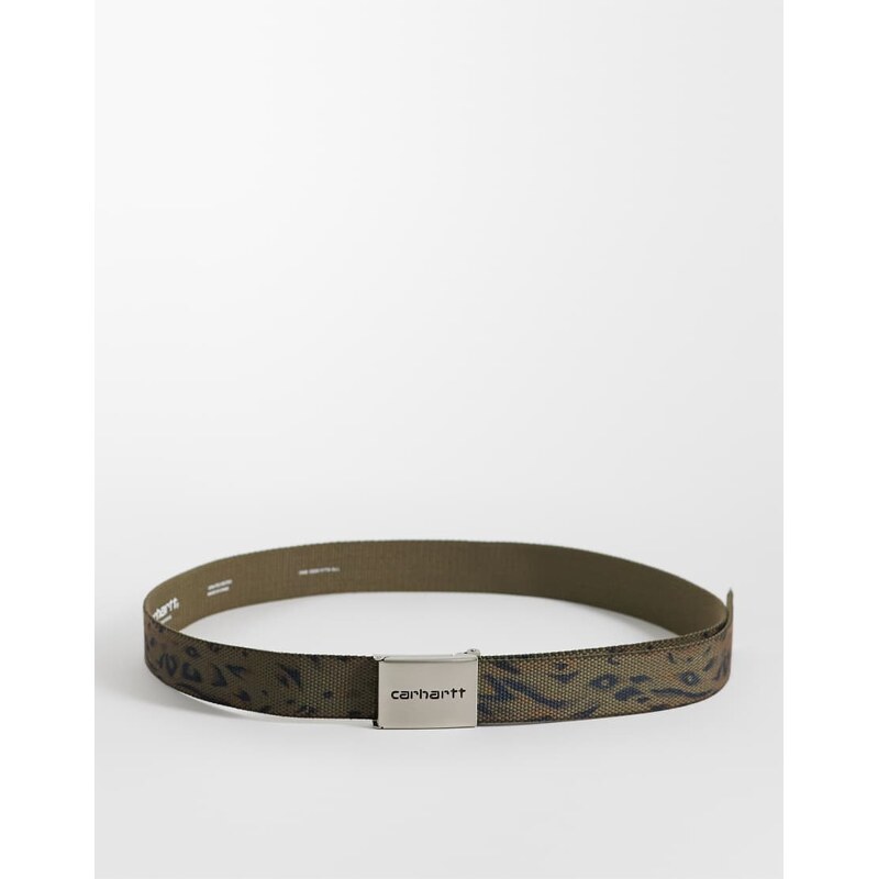 Carhartt WIP clip chrome belt in animal print-Multi