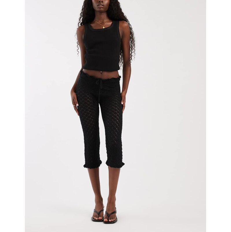 Motel Renuka knit frill hem capri in black