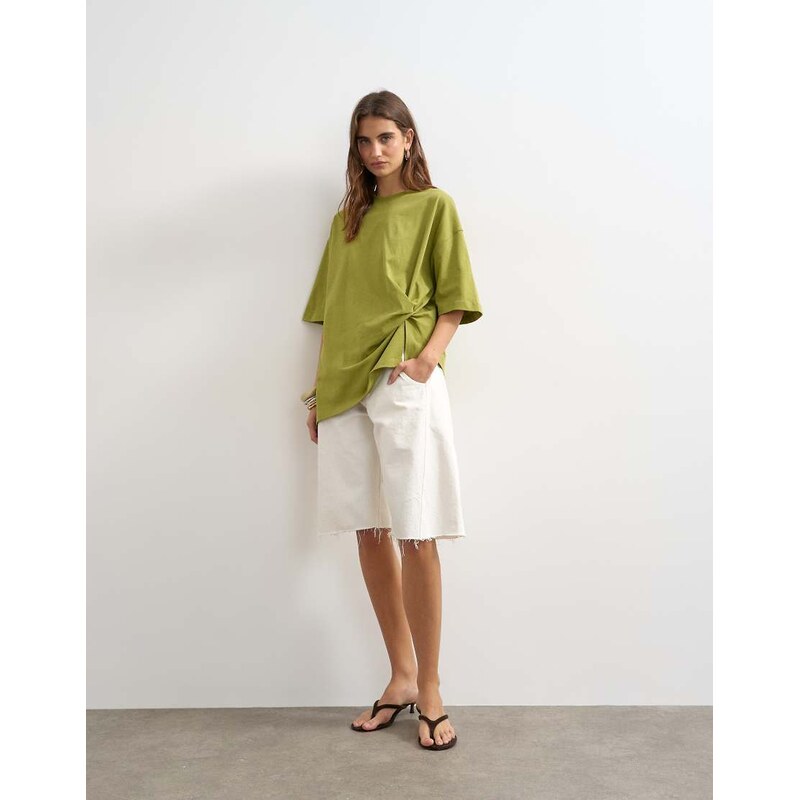 Topshop knot twist t-shirt in green