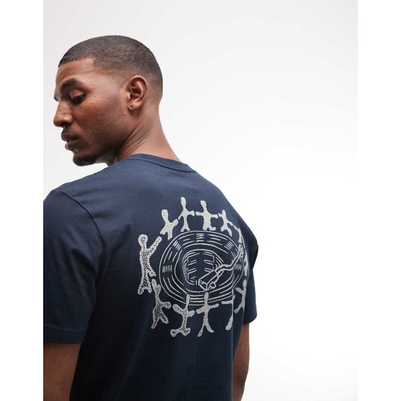 Element spinner graphic back print t-shirt in navy-White