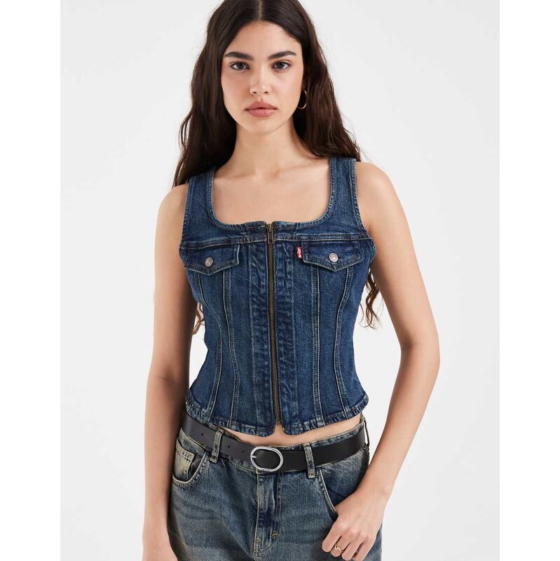 Levis vintage zip vest in blue