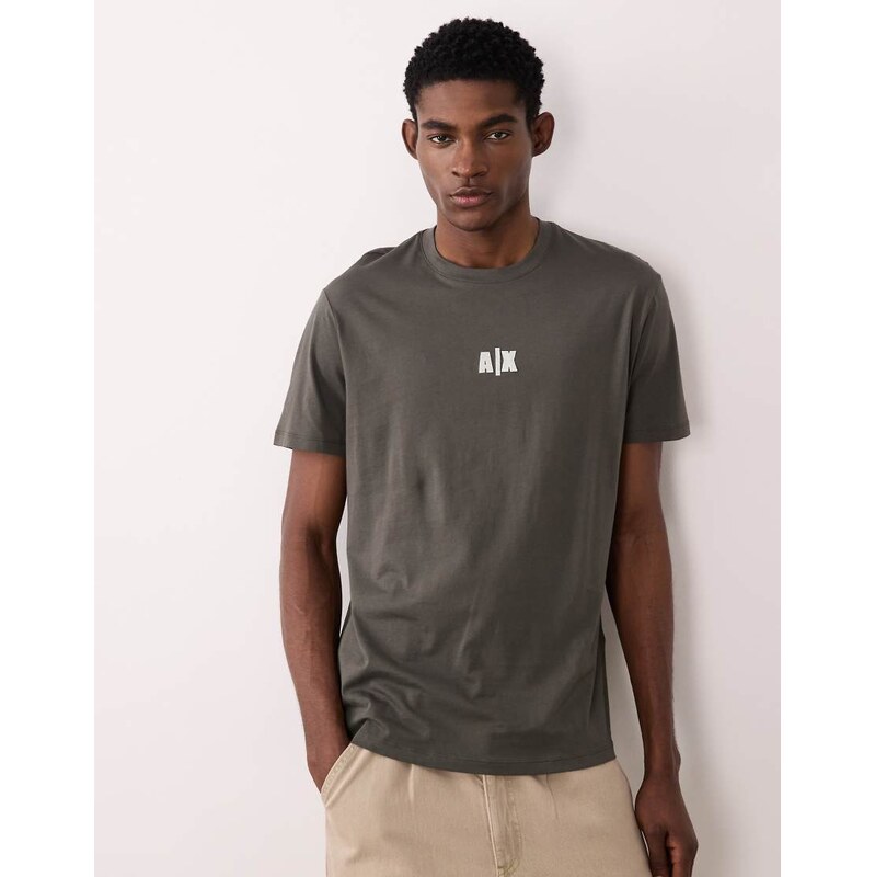 Armani Exchange chest logo t-shirt in khaki-Green