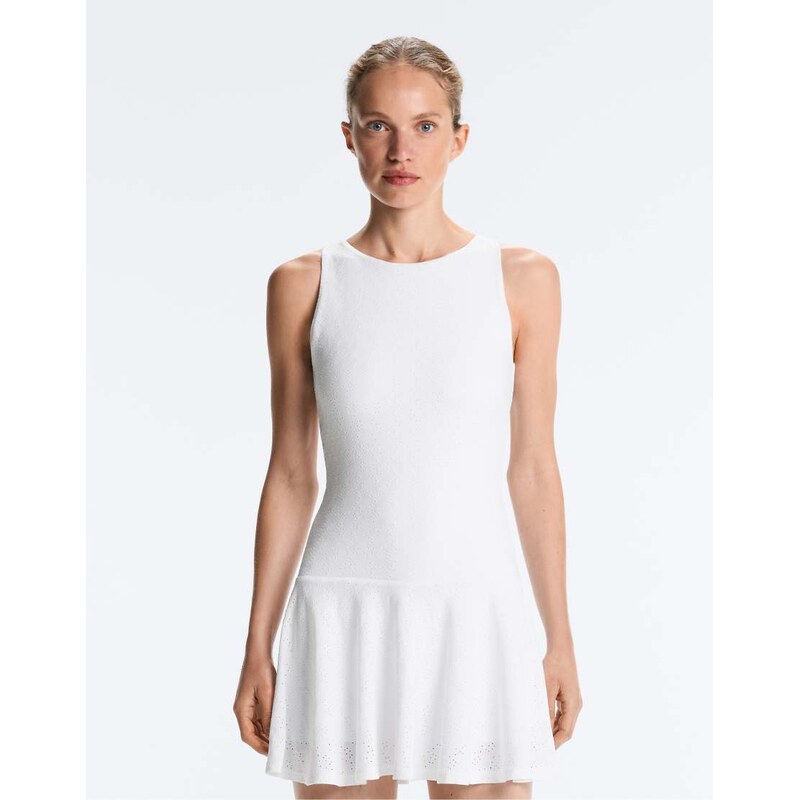 OYSHO Embroidered comfortlux short dress in off-white
