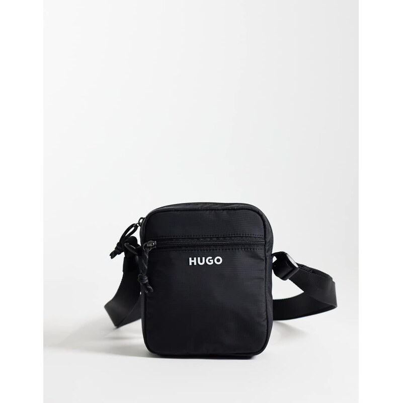 HUGO Red zip up across body bag in black