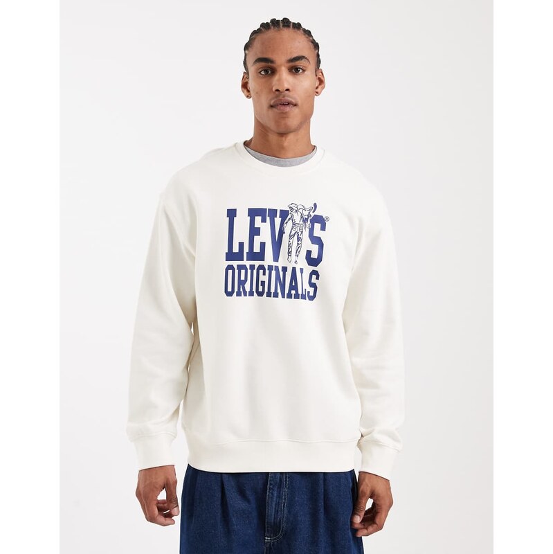 Levis logo graphic relaxed sweatshirt in ecru-White