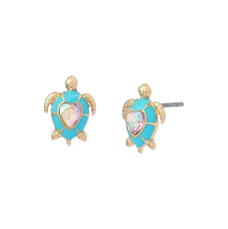 Betsey Johnson Náušnice Cowabunga-Schildkröten tyrkysová / zlatá