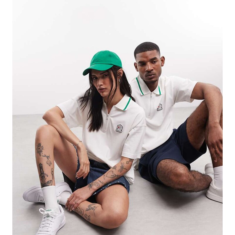 Reebok path logo polo shirt in off-white - Exclusive to ASOS