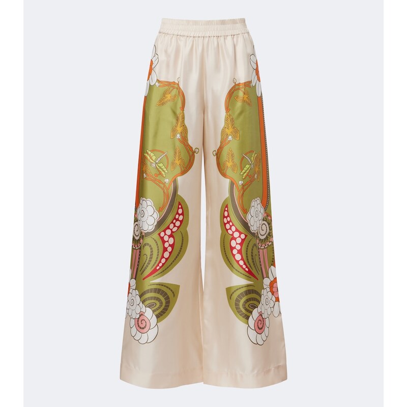La DoubleJ Floral silk twill palazzo pants