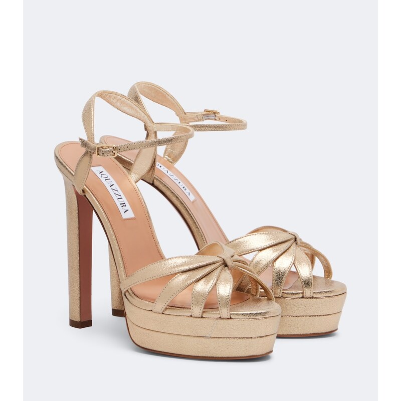 Aquazzura Soulmate metallic leather platform sandals