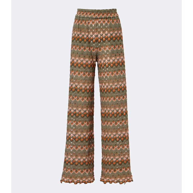 La DoubleJ Embroidered cotton-blend palazzo pants