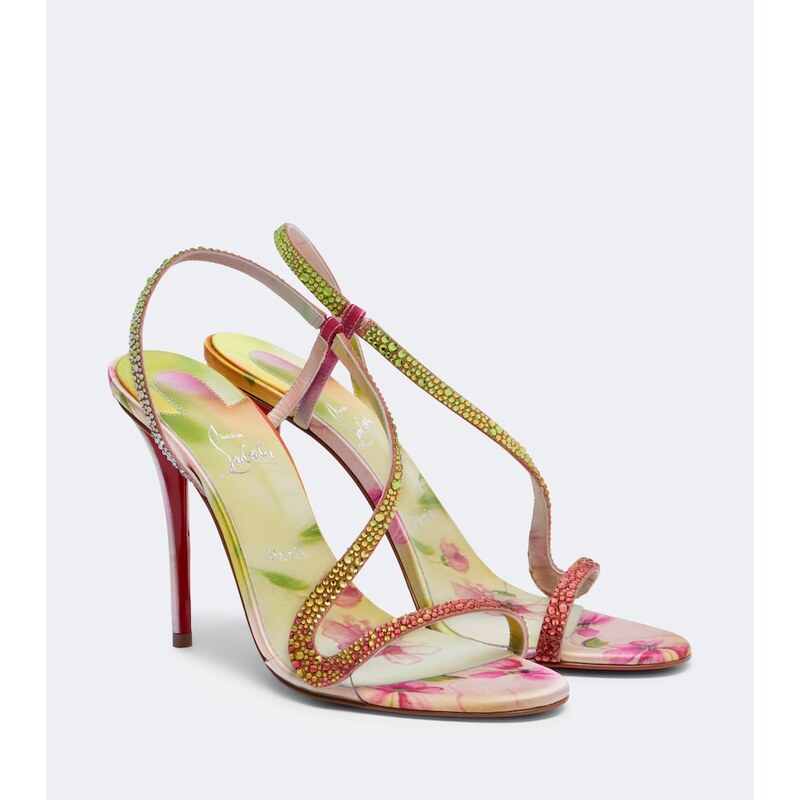 Christian Louboutin Rosalie embellished satin slingback sandals