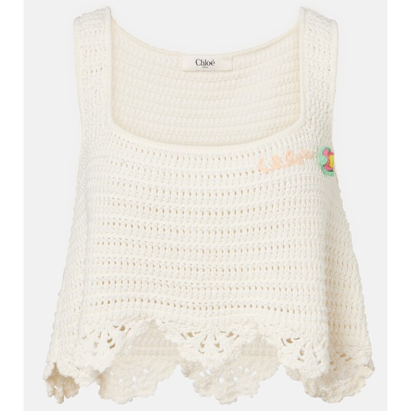 Chloe ChloÃ Crochet scalloped cotton top